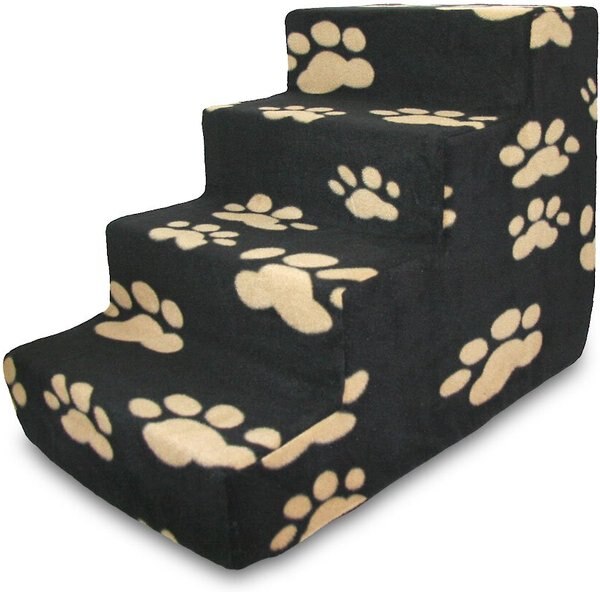 Discontinued BEST PET SUPPLIES Paw Print Foam Cat & Dog Stairs, Black
