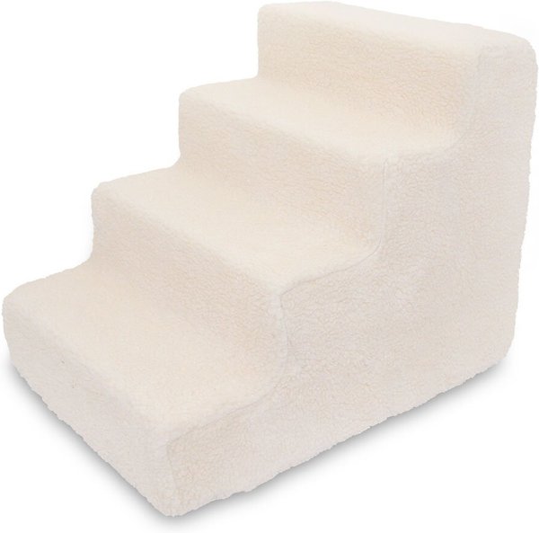 BEST PET SUPPLIES Foam Cat & Dog Stairs, White Lambswool, 4-Step ...