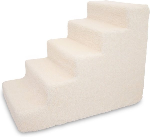 Best Pet Supplies Foam Cat & Dog Stairs, White Lambswool, 5-Step slide 1 of 7