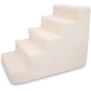 Best Pet Supplies Foam Cat & Dog Stairs, White Lambswool, 5-Step