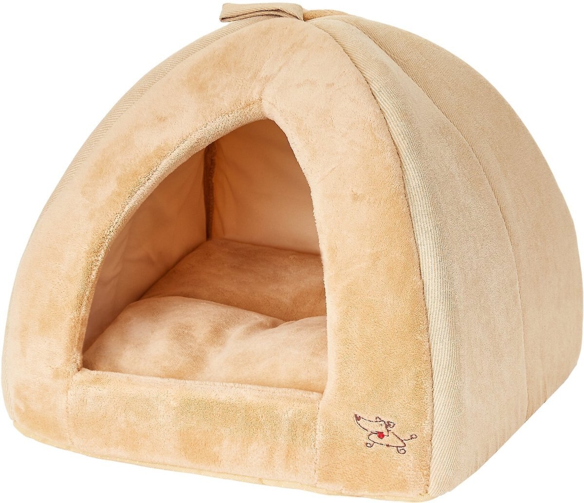 Best Pet Supplies Fleece Tent Covered Cat & Dog Bed, Tan