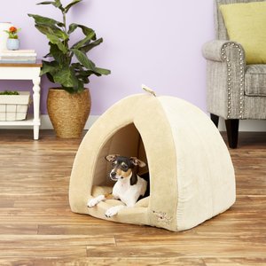Best Pet Supplies Fleece Tent Covered Cat & Dog Bed, Tan, X-Large