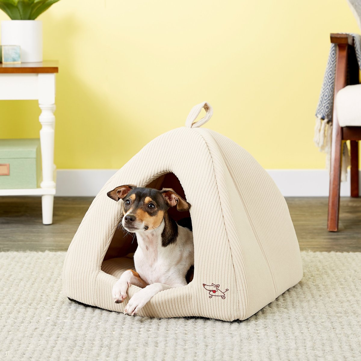 BEST PET SUPPLIES Tent Covered Cat & Dog Bed, Tan, Medium