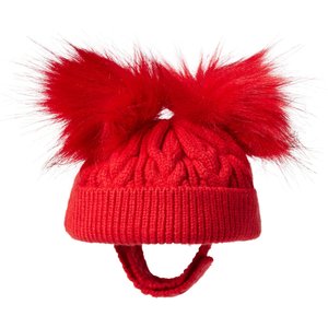 Frisco Cable Knit Dog & Cat Hat with Pom Poms, X-Large/XX-Large