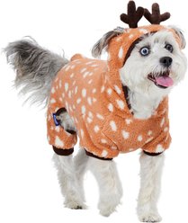 Frisco Reindeer Dog & Cat Hooded Plush Fleece PJs, Medium