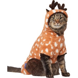 Frisco Reindeer Dog & Cat Hooded Plush Fleece PJs, Medium