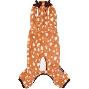 Frisco Reindeer Dog & Cat Hooded Plush Fleece PJs, Medium