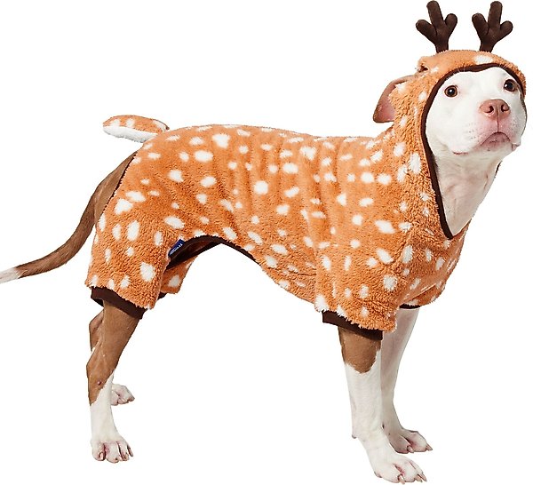 Frisco Reindeer Dog & Cat Hooded Plush Fleece PJs