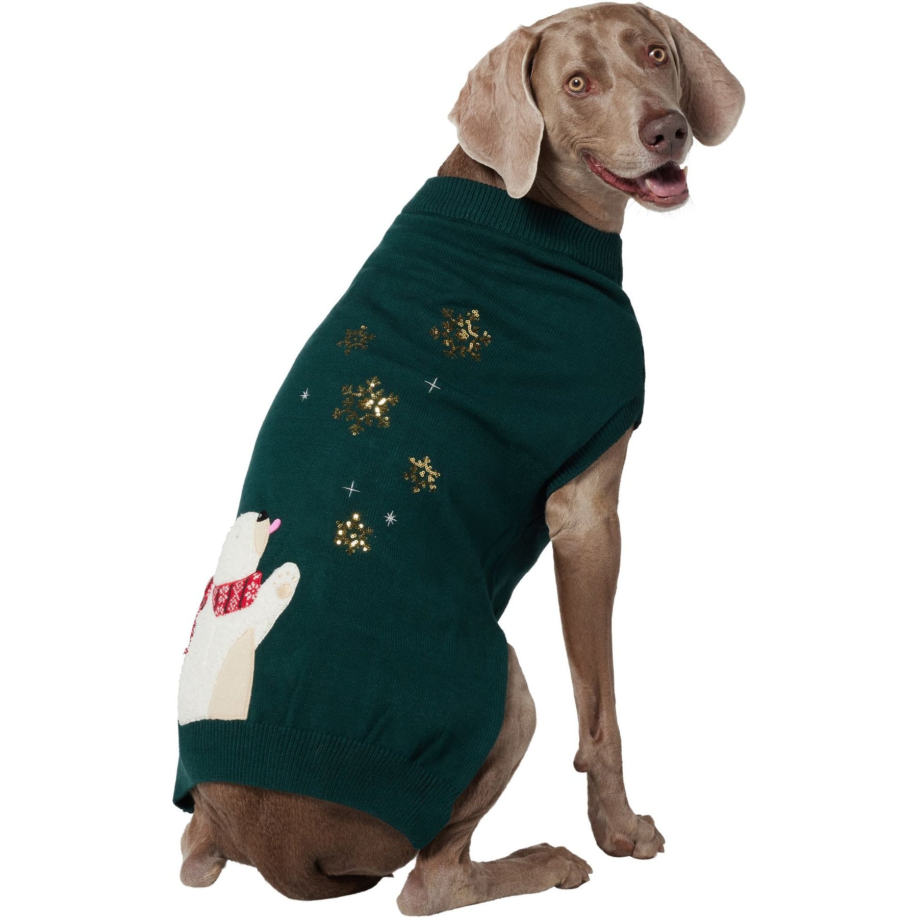 Frisco Sequin Polar Bear Dog & Cat Sweater, XX-Large