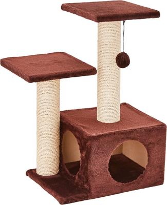 Show full view: TRIXIE Valencia 28-in Plush Cat Tree & Scratching Post with Condo & Cat Toy, Brown slide 2 of 5