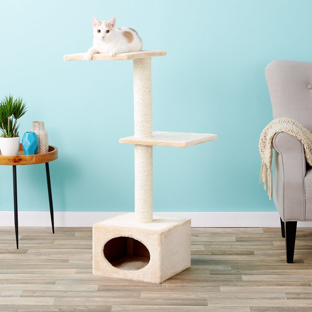 TRIXIE Badalona 43-in Plush & Sisal Cat Tree & Condo, Beige - Chewy.com