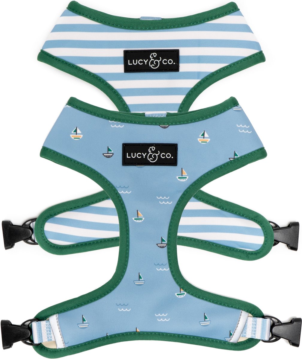 Lucy & Co. The Set Sail Reversible Dog Harness, Blue