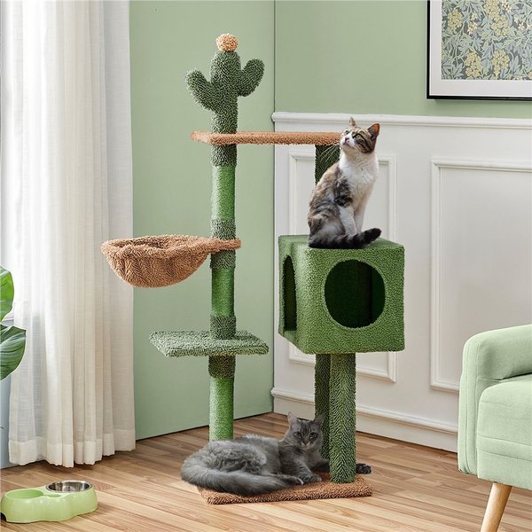 Yaheetech 52.5-in Cat Tower, Green/Brown