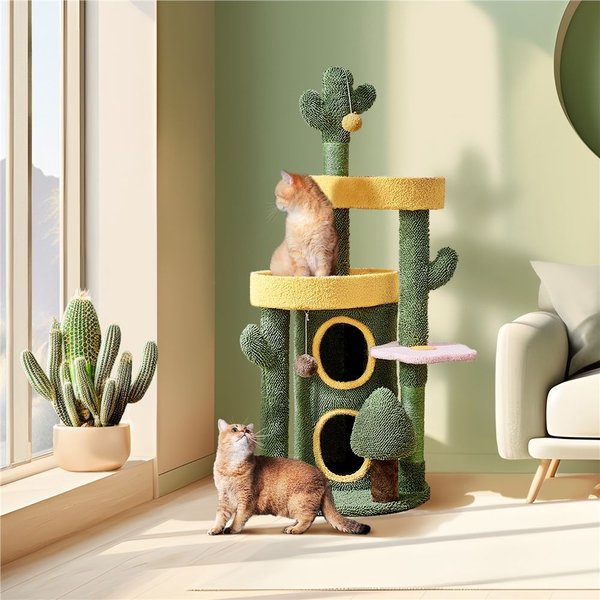 Yaheetech 48.5 in Oasis themed Cat Tree Green Yellow