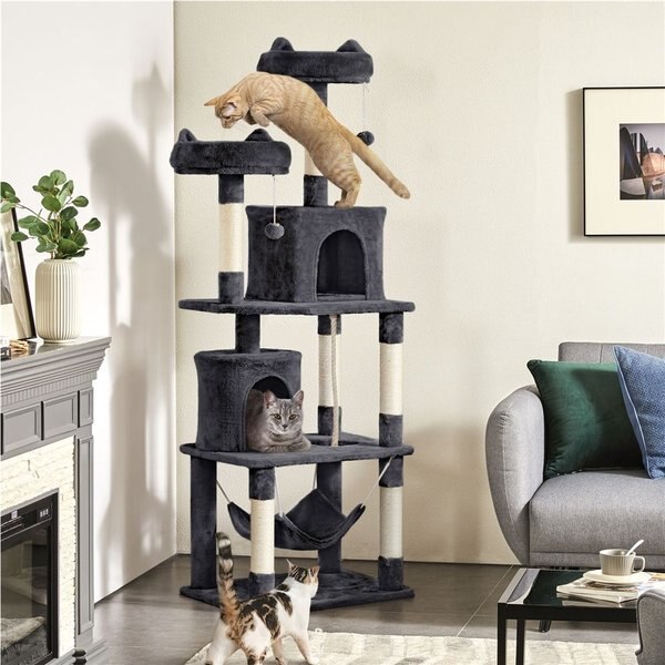 YAHEETECH Multi-Level Sisal Cat Tree, 70.5-inch, Black - Chewy.com