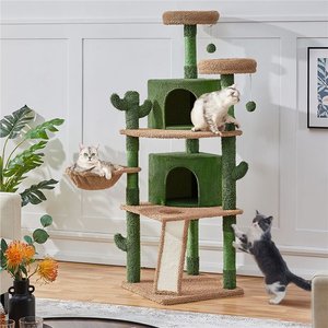 Yaheetech 66-in Cactus Cat Tree, Green/Brown