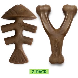 Benebone 2-Pack Wishbone Fishbone Dog Chew Toy, Medium