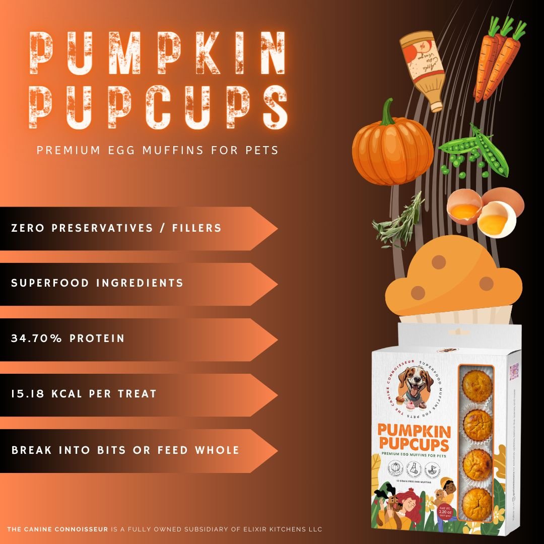 Elixir Kitchens The Canine Connoisseur Grain-Free PUMPKIN PUPCUPS Egg Muffins Dog & Cat Treats, 12 count