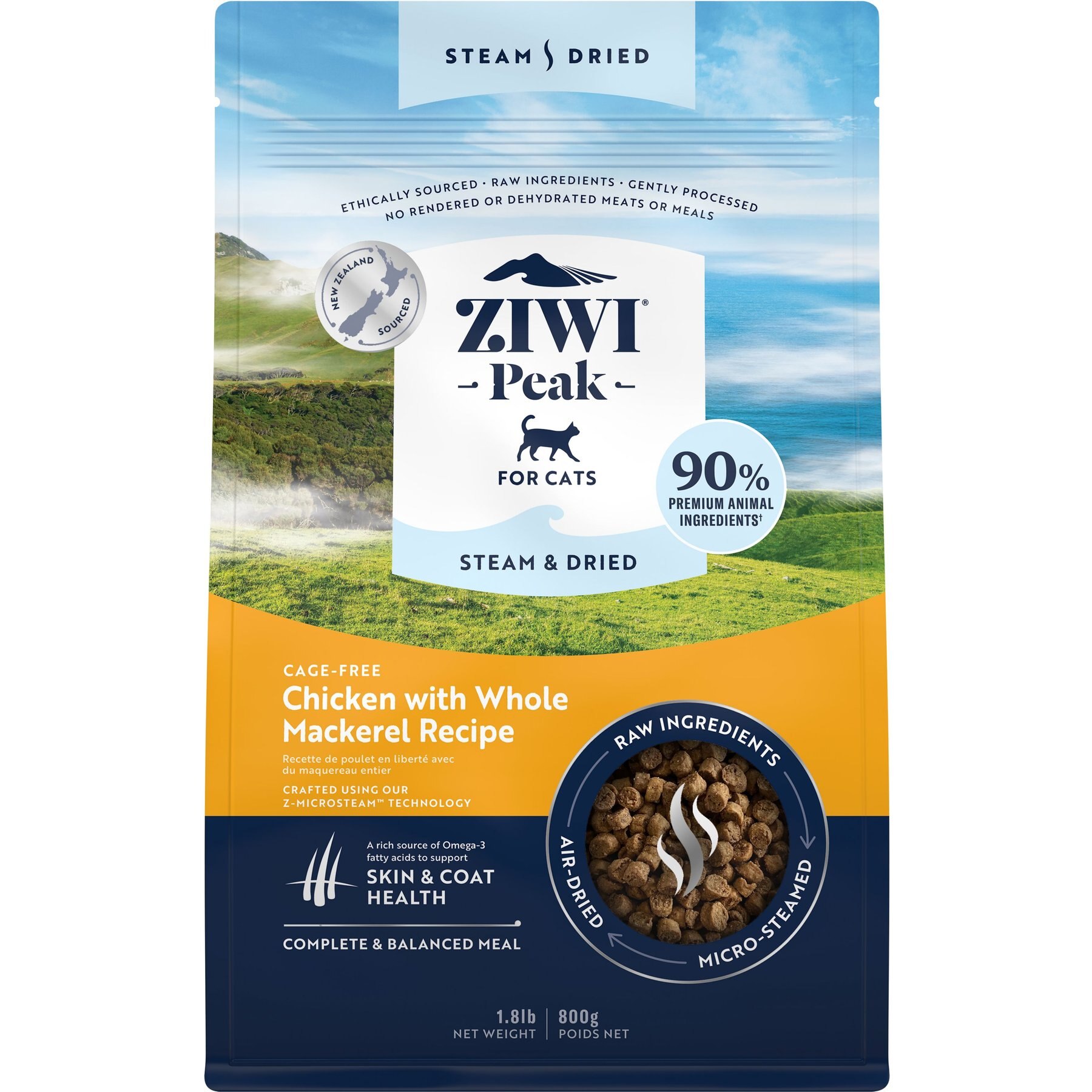 Ziwi Chicken with Whole Mackerel Recipe Steam Dried Cat Food 1.8lbs