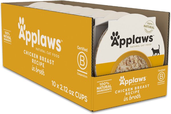 Applaws Chicken Breast & Duck Recipe in Broth Wet Cat Food, 2.12-oz cup, case of 10