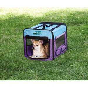 Guardian Gear Single Door Collapsible Soft-Sided Dog Crate, Purple/Turquoise, 18 inch
