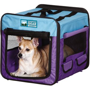 Guardian Gear Single Door Collapsible Soft-Sided Dog Crate, Purple/Turquoise, 18 inch