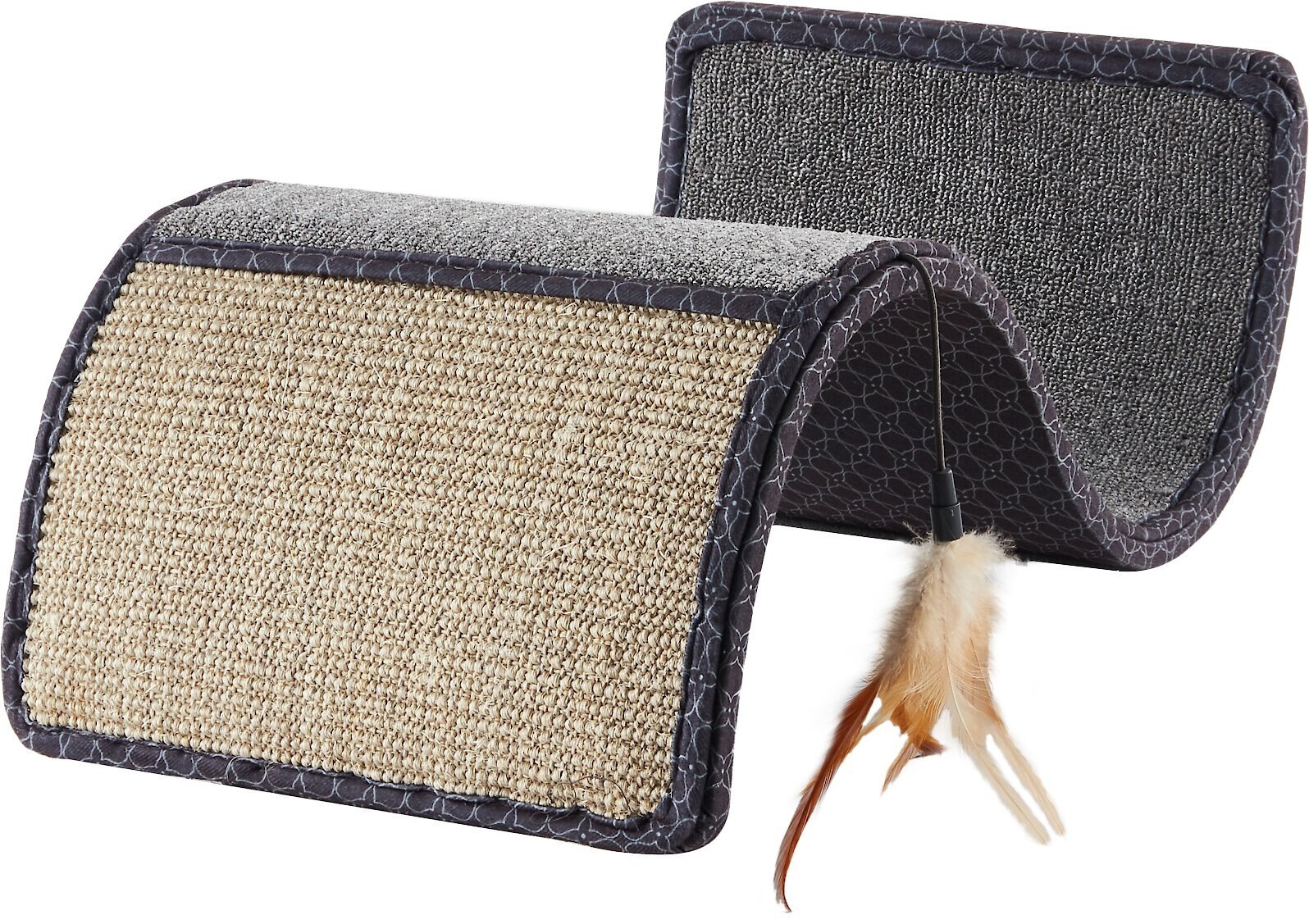 SMARTYKAT Scratch Scroll Cat Scratcher with Feather Toy, Color Varies