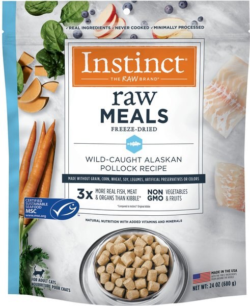 Instinct Raw Meals Grain-Free Wild Caught Alaskan Pollock Recipe Freeze-Dried Cat Food, 24-oz bag