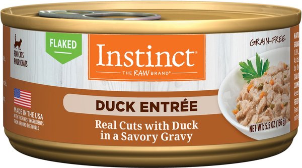 INSTINCT Duck Entree Grain Free Flaked Wet Cat Food 5.5 oz can