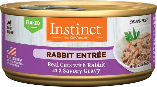 INSTINCT Rabbit Entree Grain Free Flaked Wet Cat Food 5.5 oz can case of 12 Chewy