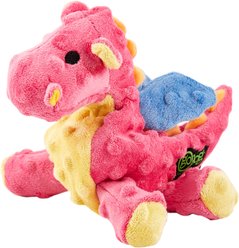 goDog Dragons Chew Guard Squeaky Plush Dog Toy, Coral, Small