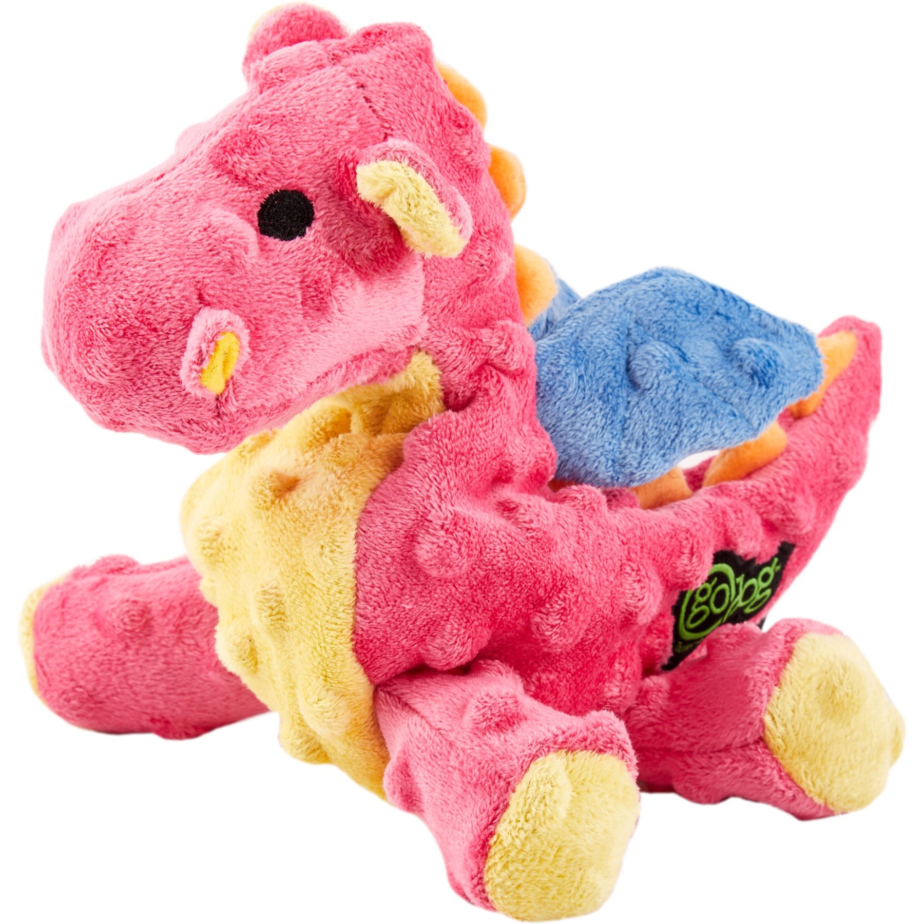 GoDog GoDog Dragons Chew Guard Squeaky Plush Dog Toy, Coral, Small