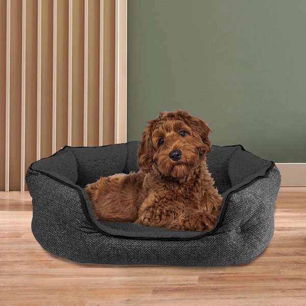 CANINE CREATIONS by Arlee Cozy Orthopedic Eco Friendly Bolster Dog Cat Bed Black Small Chewy