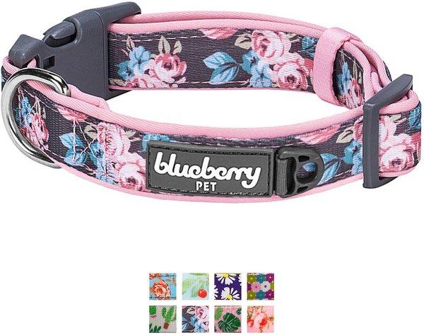 Blueberry Pet Floral Prints Polyester Dog Collar, Rose, Small: 12 to 16-in neck, 5/8-in wide slide 1 of 6