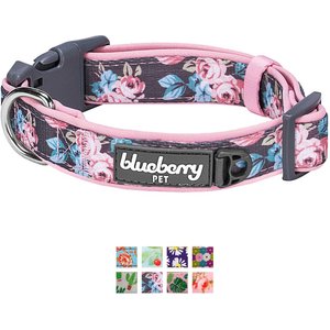 Blueberry Pet Floral Prints Polyester Dog Collar, Rose, Large: 18 to 26-in neck, 1-in wide