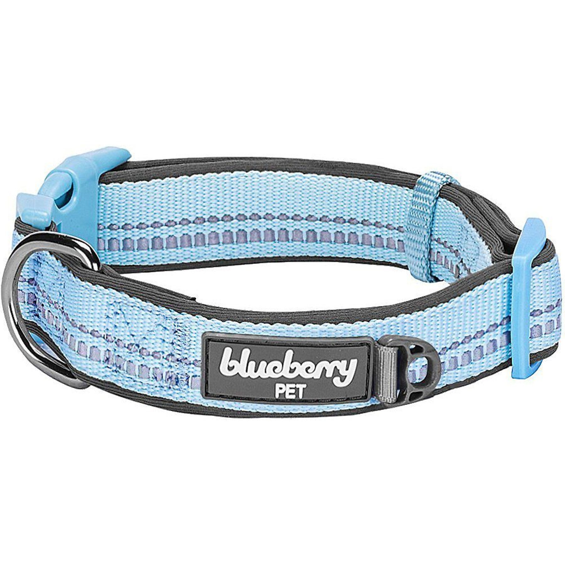 BLUEBERRY PET 3M Spring Pastel Polyester Reflective Dog Collar Misty Blue Medium 14.5 to 20 in neck 3 4 in wide Chewy