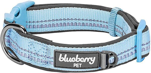 BLUEBERRY PET 3M Spring Pastel Polyester Reflective Dog Collar, Misty Blue,  Medium: 14.5 to 20-in neck, 3/4-in wide 