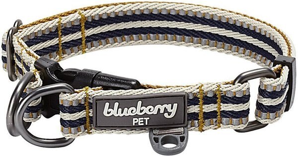 Blueberry Pet 3M Multi-Colored Stripe Polyester Reflective Dog Collar, Olive & Blue-Gray, Medium: 14.5 to 20-in neck, 3/4-in wide slide 1 of 7