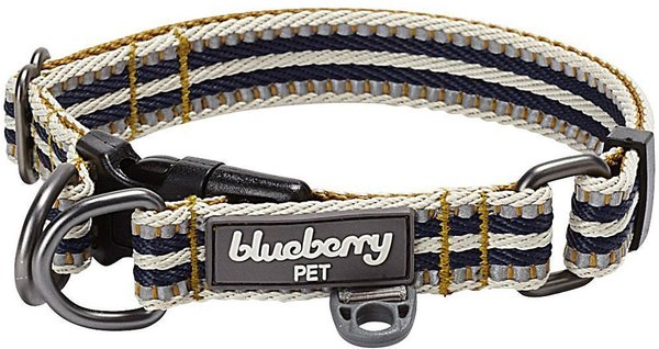 Blueberry Pet 3M Multi-Colored Stripe Polyester Reflective Dog Collar, Olive & Blue-Gray, Large: 18 to 26-in neck, 1-in wide slide 1 of 7