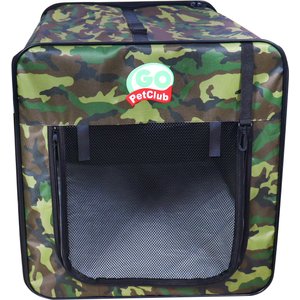 Go Pet Club Collapsible Single Door Soft-Sided Dog & Cat Crate, Green Camo, Large: 32 inch