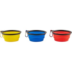 Mr. Peanut's Premium Collapsible Non-Skid Silicone Dog & Cat Bowls, 1.5-cup, 3 count