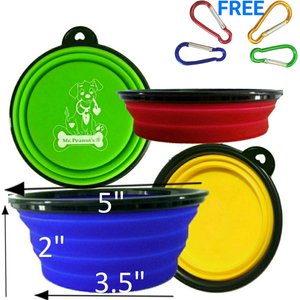 Mr. Peanut's Premium Collapsible Non-Skid Silicone Dog & Cat Bowls, 1.5-cup, 3 count