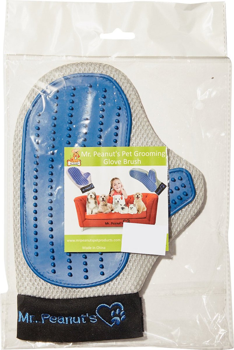 MR. PEANUT'S RightHanded Grooming Glove Pet Brush, Blue