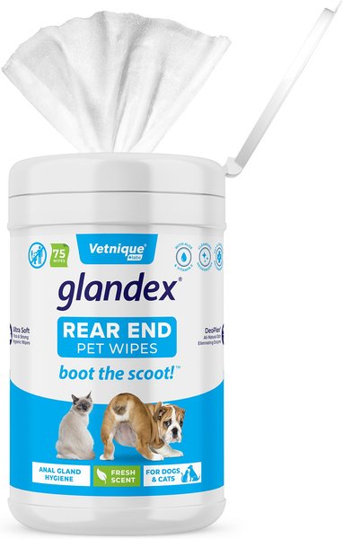 Vetnique Labs Glandex Wipes Cleansing & Deodorizing Anal Gland Hygienic Rear End Dog & Cat Wipes, 75 count slide 1 of 9