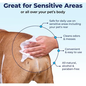 Vetnique Labs Glandex Wipes Rear End Anal Gland Cleansing & Deodorizing Hygienic Rear End Boot the Scoot Dog & Cat Wipes, 75 count