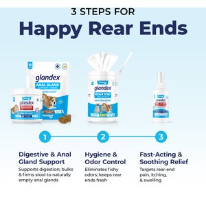 Vetnique Labs Glandex Wipes Rear End Anal Gland Cleansing & Deodorizing Hygienic Rear End Boot the Scoot Dog & Cat Wipes, 75 count