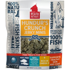 Plato Hundur's Crunch Fish Jerky Mini's Dog Treats, 3.5-oz
