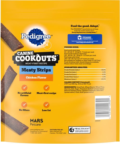 Pedigree Canine Cookout Chicken Flavored High-Protein Adult Meaty Sticks & Strips Soft Dog Treats