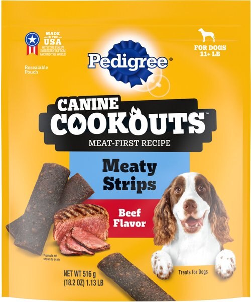 Pedigree Canine Cookout Beef Flavored High-Protein Adult Meaty Strips Soft Dog Treats