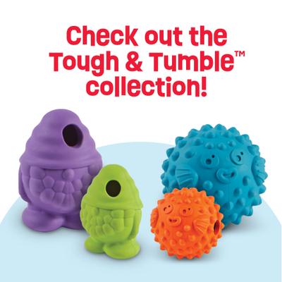 Show full view: Brightkins Pufferfish Tough & Tumble Treat Dispenser Dog Toy, Large, Blue slide 8 of 9